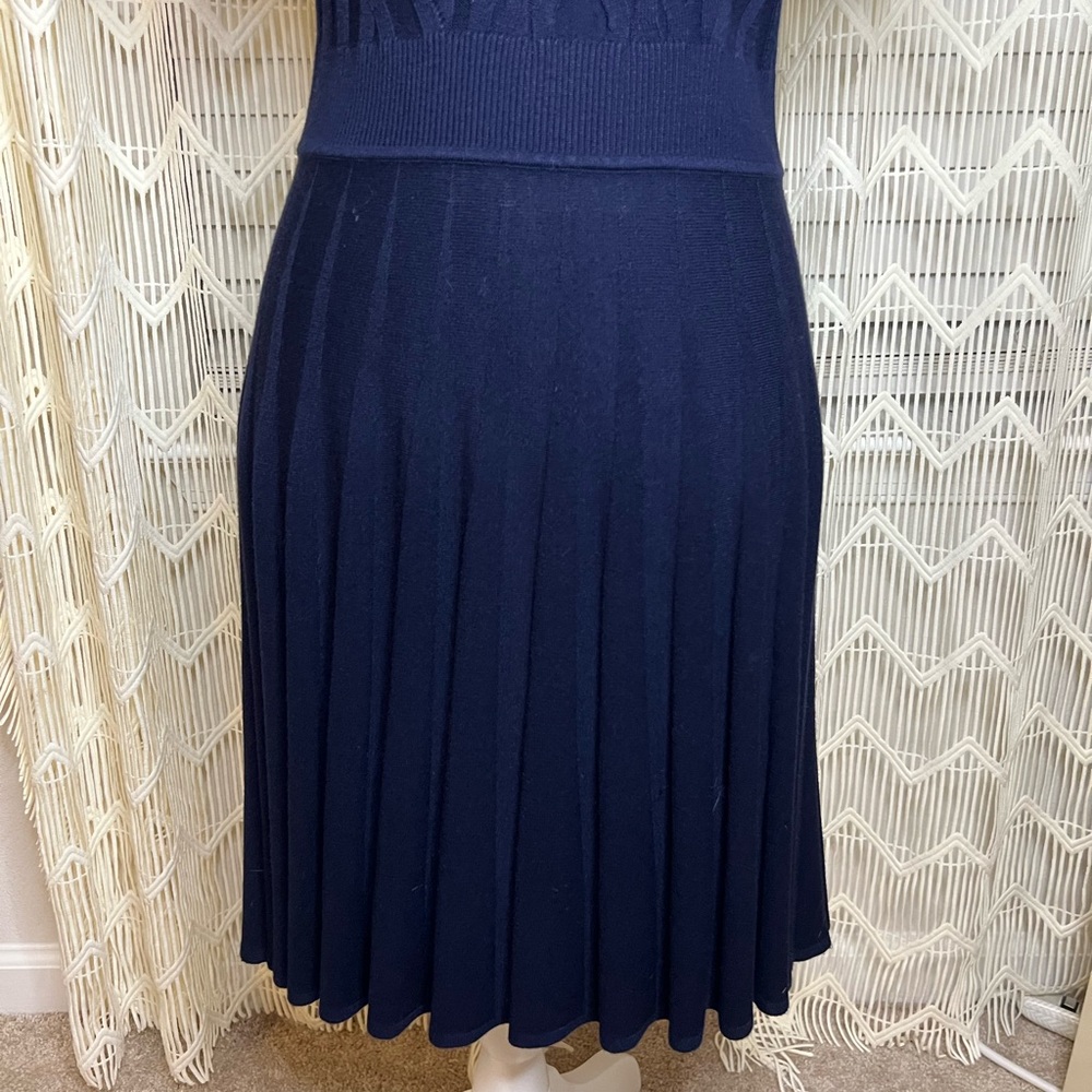 NWT Draper James Navy Nassau Blue Crew Neck A-Line Sweater Dress Small New - Picture 7 of 12